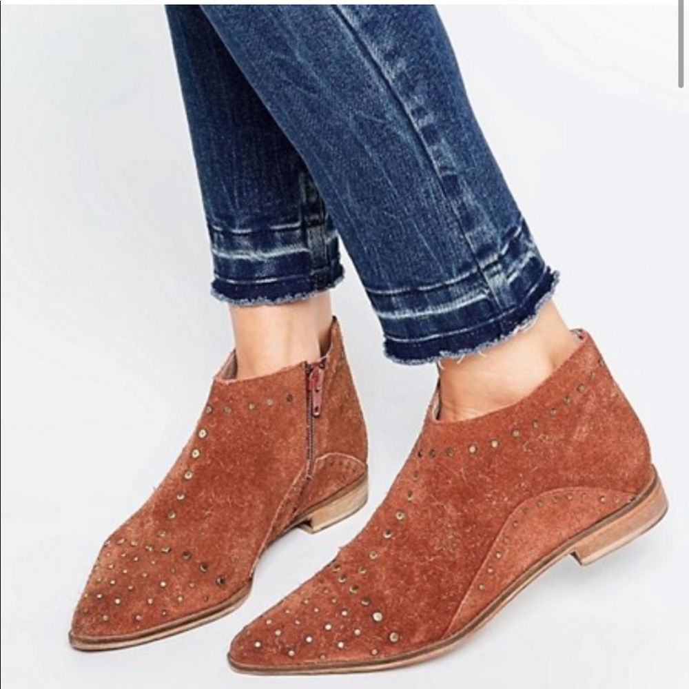 Free People Aquarian cognac suede studded ankle boots